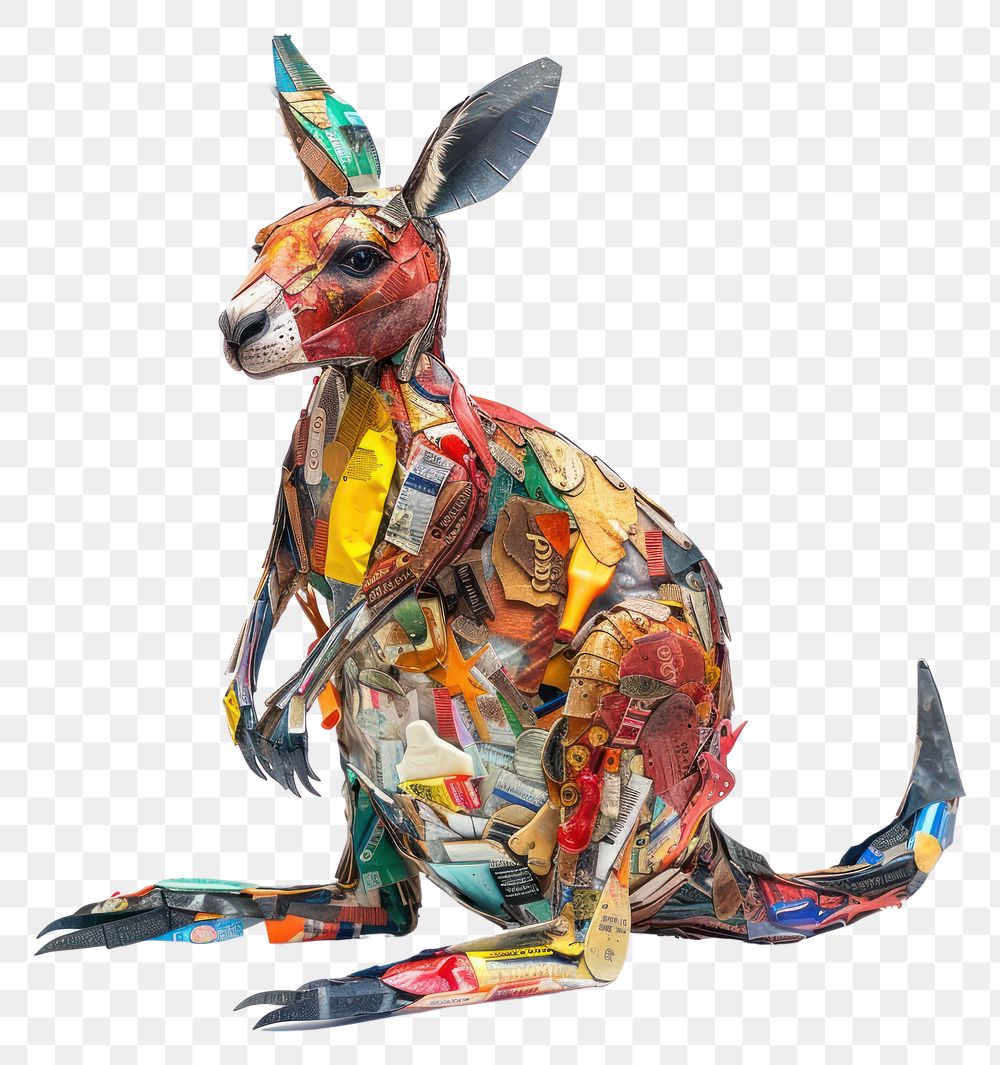 PNG  Kangaroo made from plastic animal wallaby mammal.