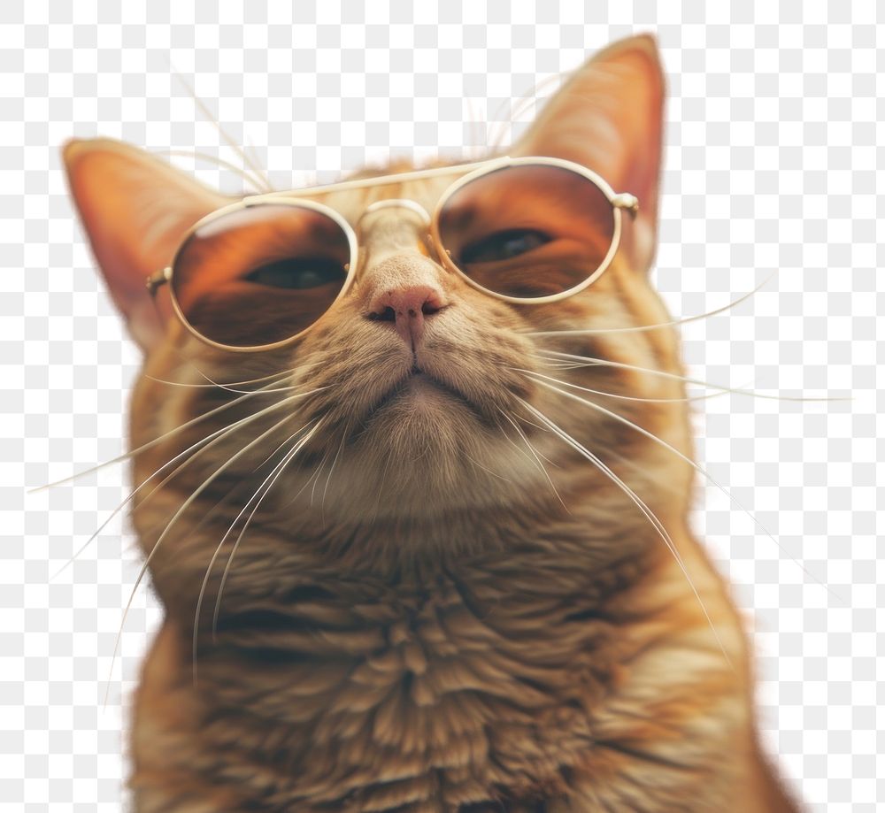 PNG Orange Cat with Sunglasses sunglasses animal mammal.