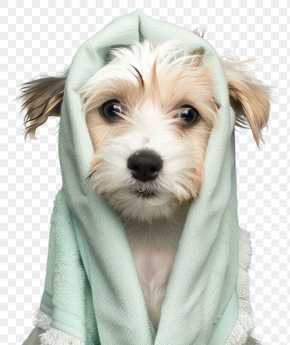 PNG Puppy with towel mammal animal dog.