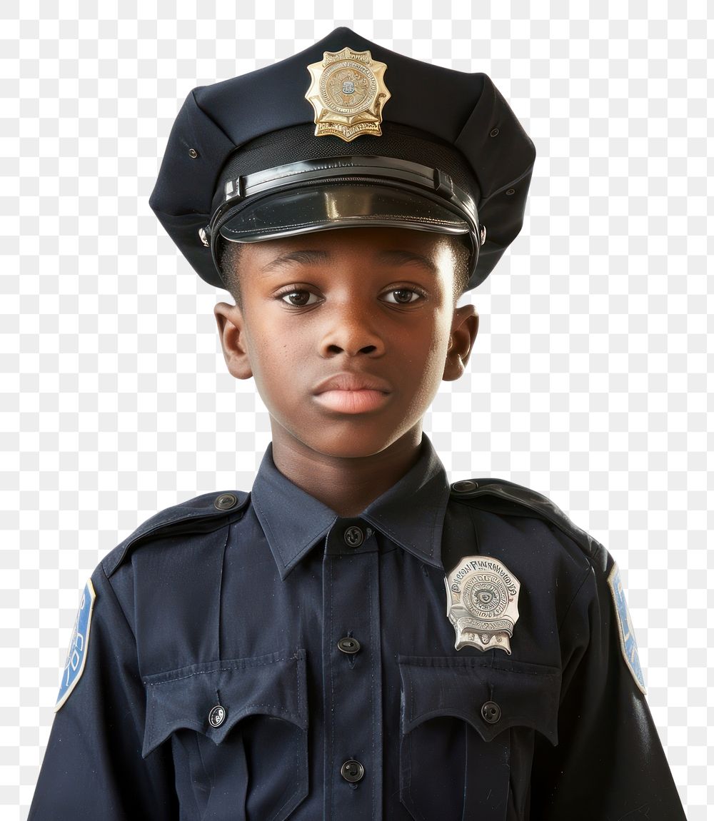 PNG African american boy police officer captain.