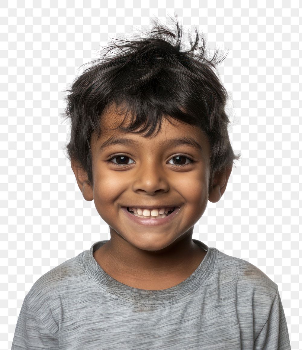 PNG Indian kid portrait happy photo.