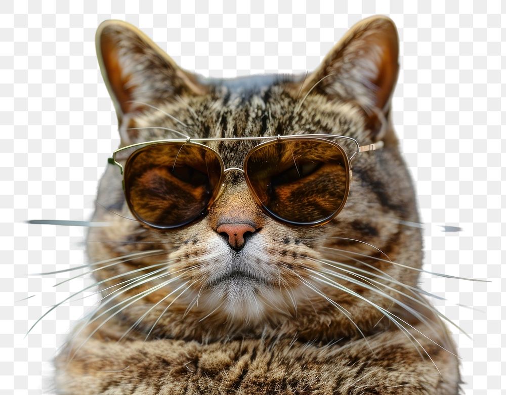 PNG Tabby Cat with Sunglasses sunglasses animal mammal.