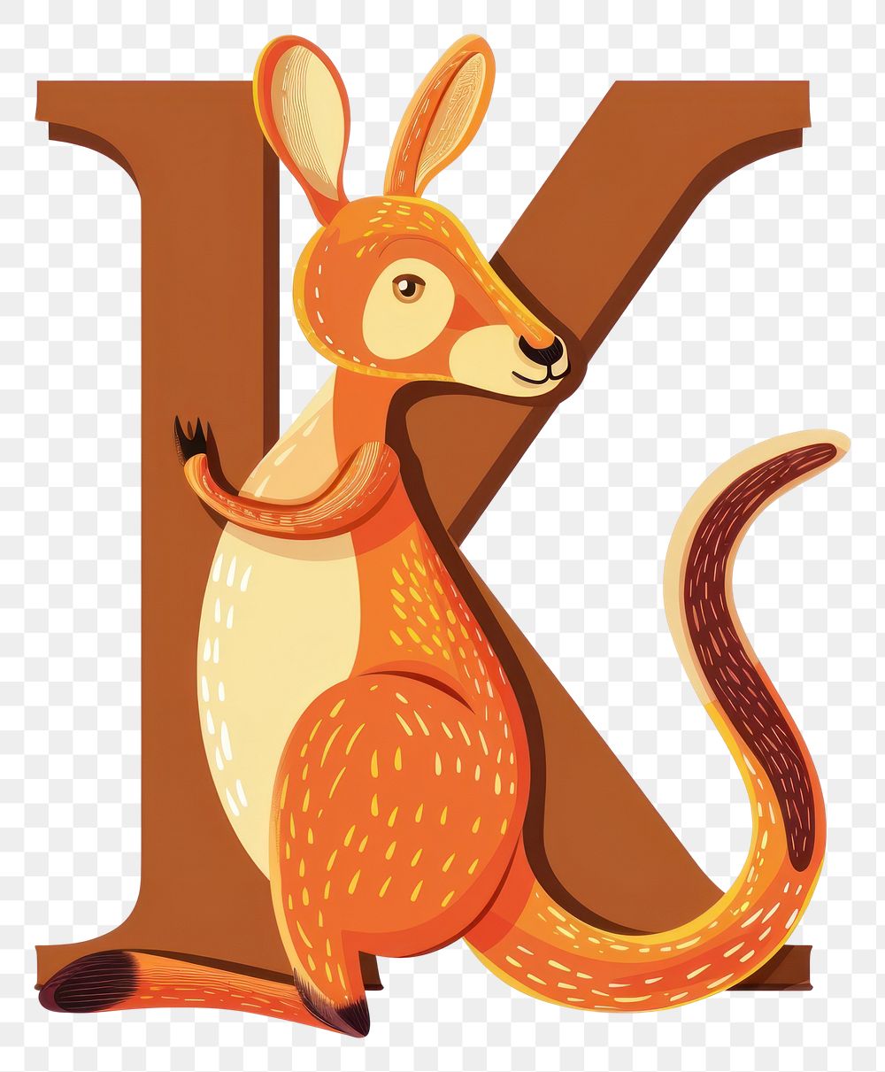 PNG Letter K kangaroo shape animal mammal white background.