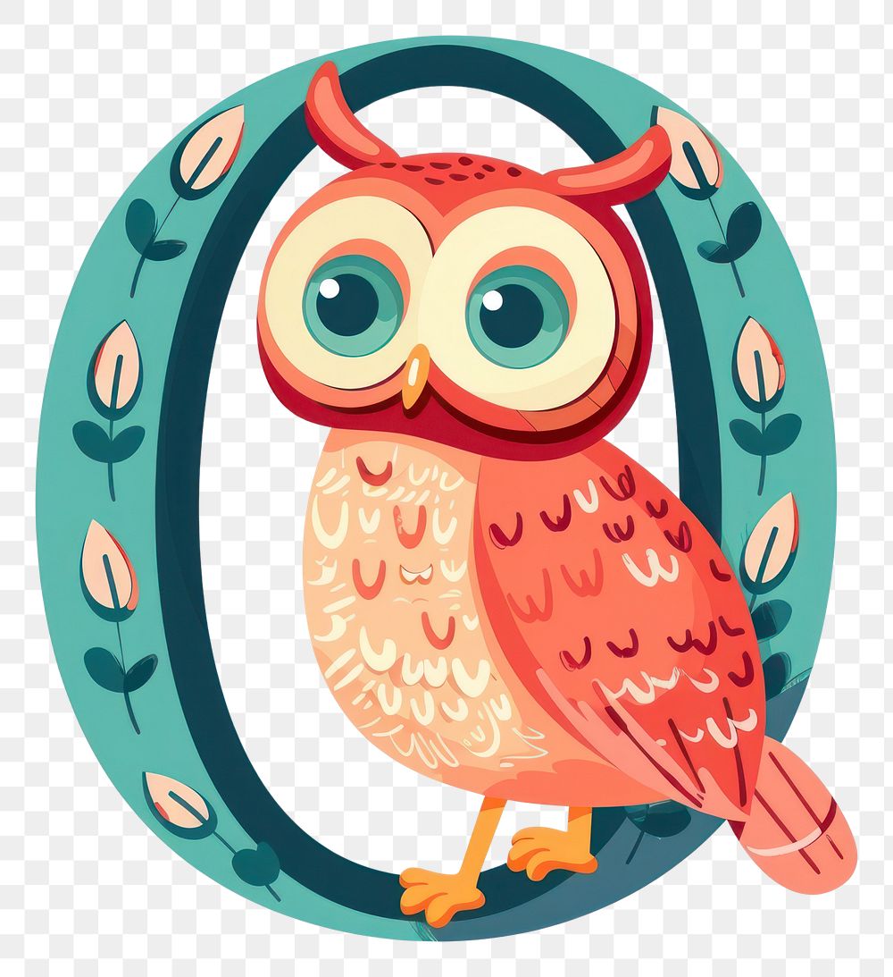 PNG Letter o with owl animal bird creativity.