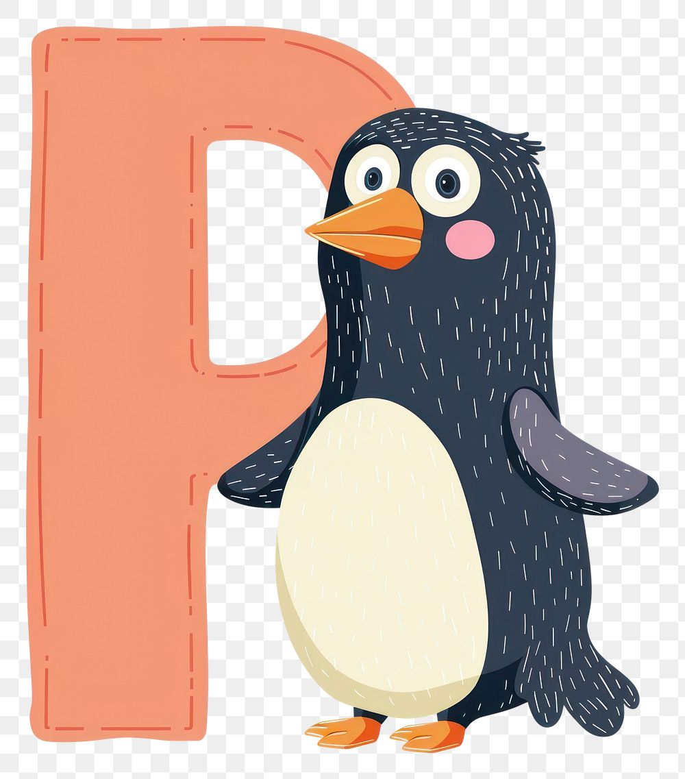 PNG Letter P with penguin alphabet animal bird.