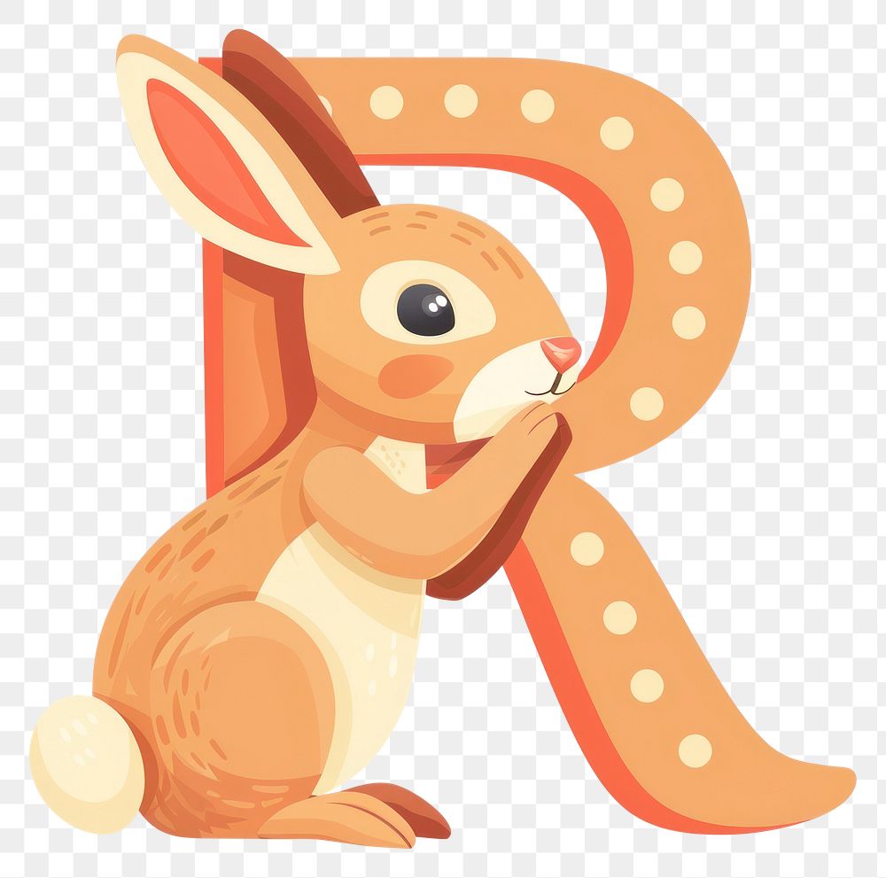 PNG Letter R with rabbit animal mammal white background.