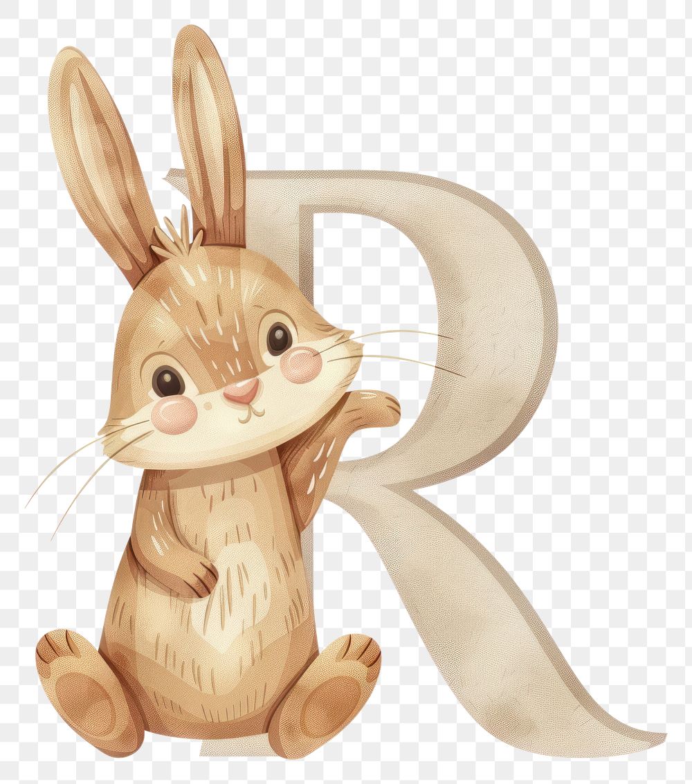 PNG Letter R with rabbit rodent mammal animal.