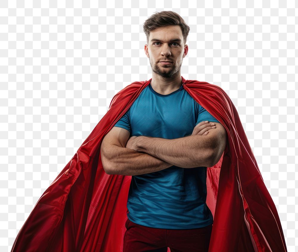 PNG Man in a superhero cape portrait adult photo.