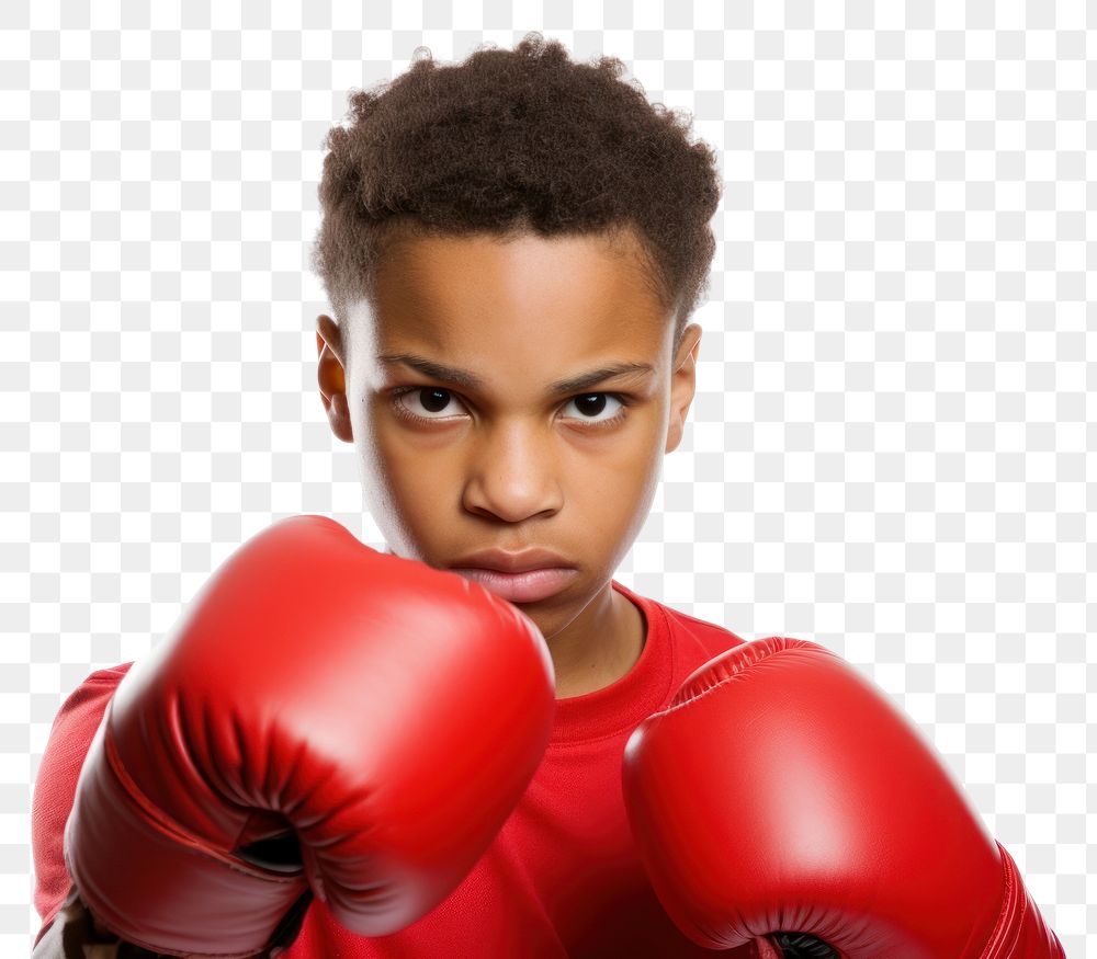 PNG African american teen boxing punching sports white background.