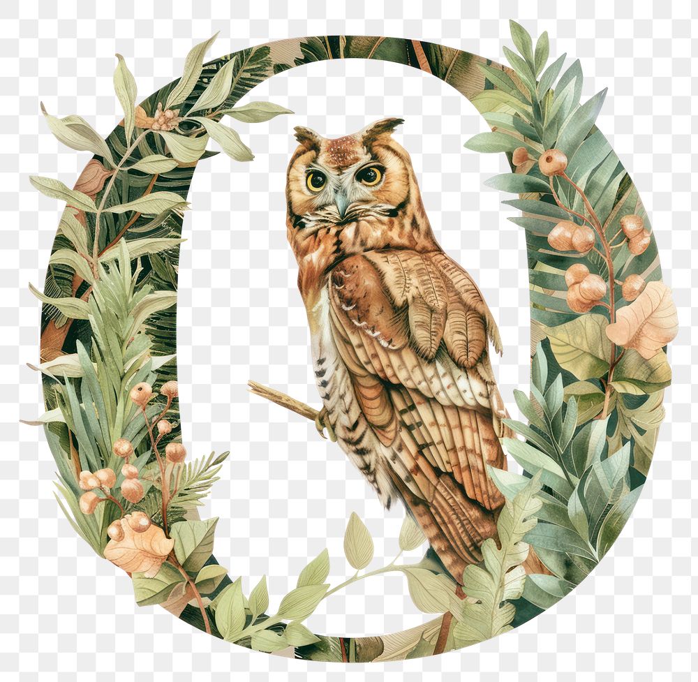 PNG The letter O nature bird owl.