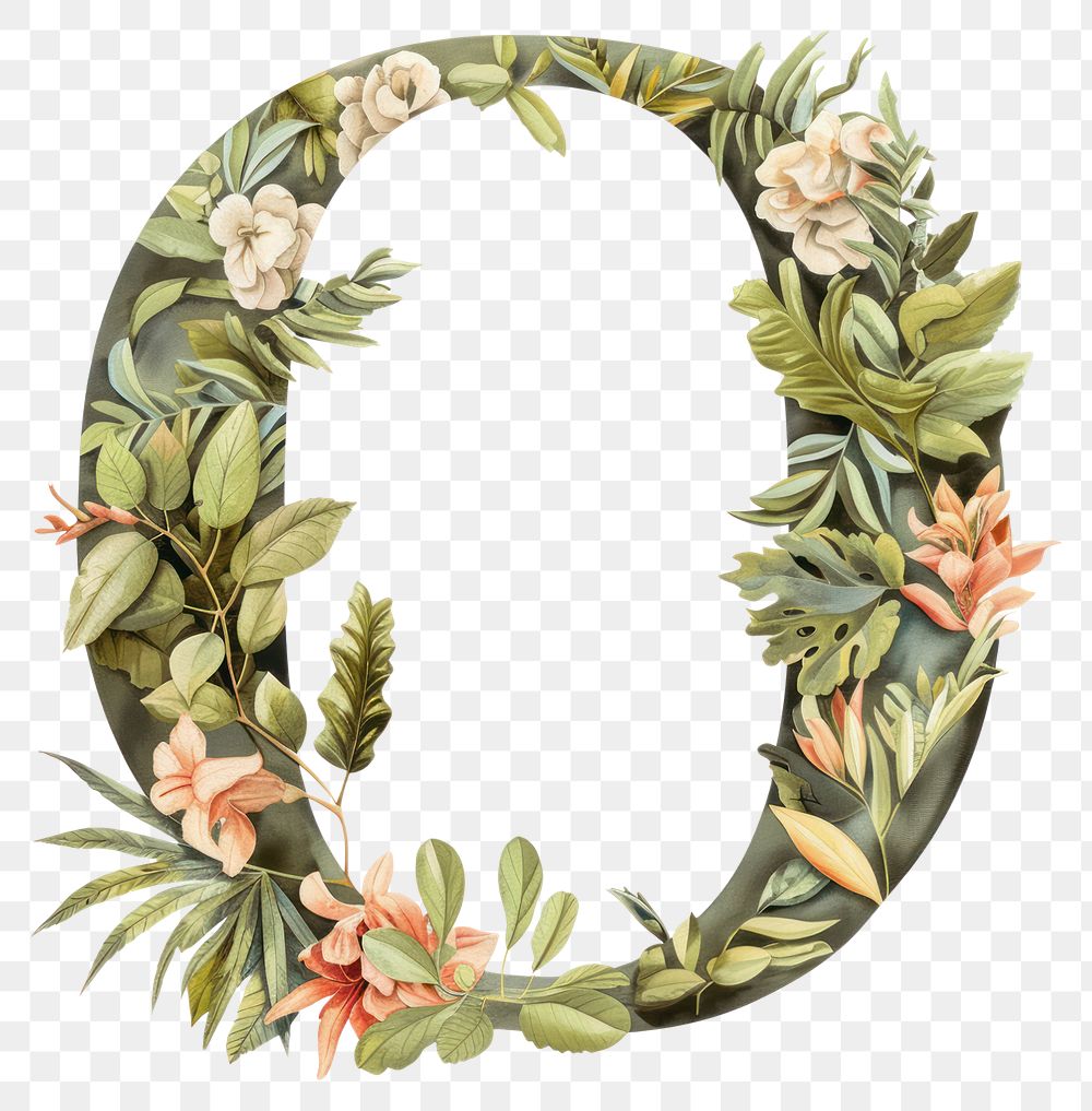 PNG The letter O wreath plant white background.