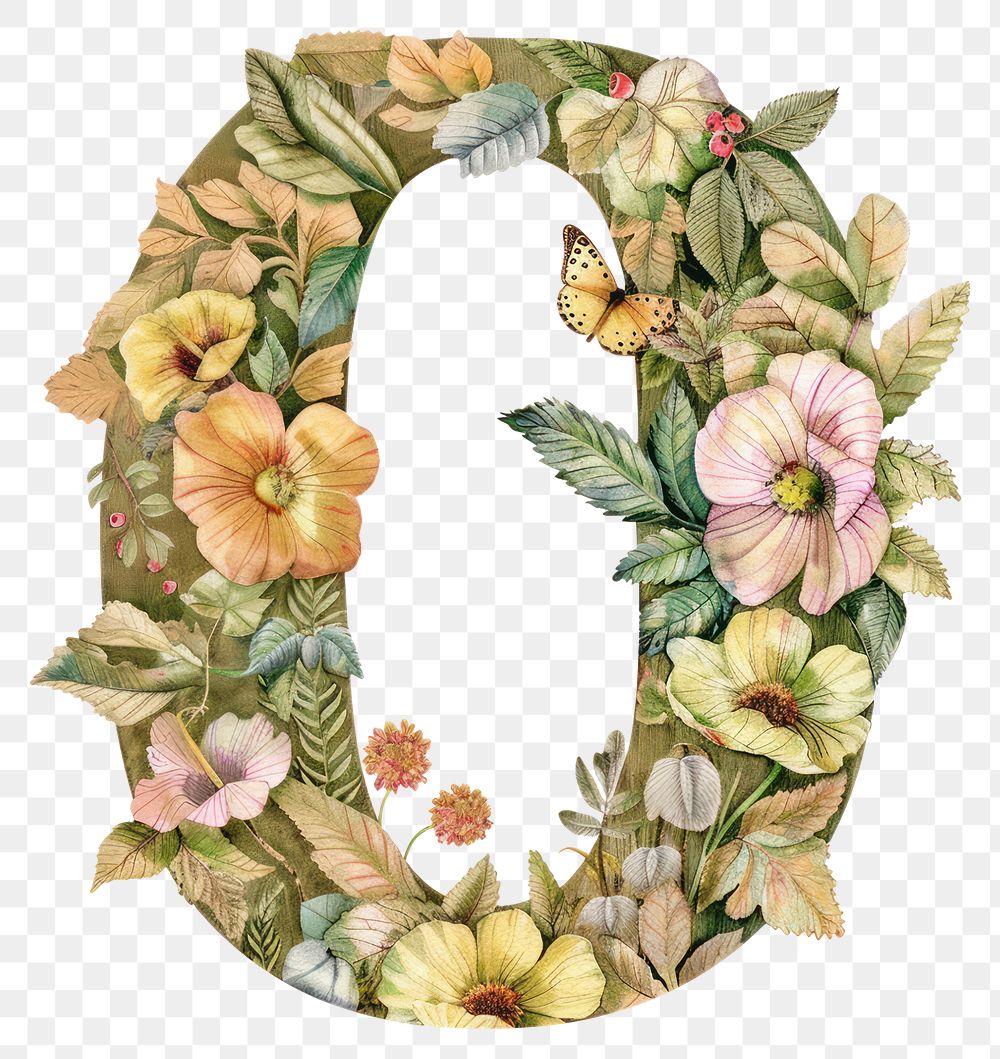 PNG The letter number 0 art pattern flower.