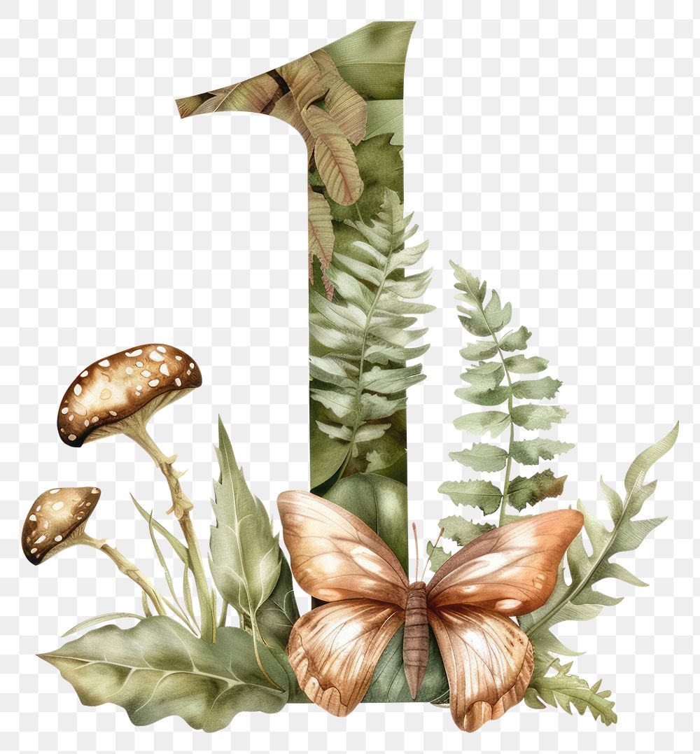 PNG The letter number 1 nature plant art.