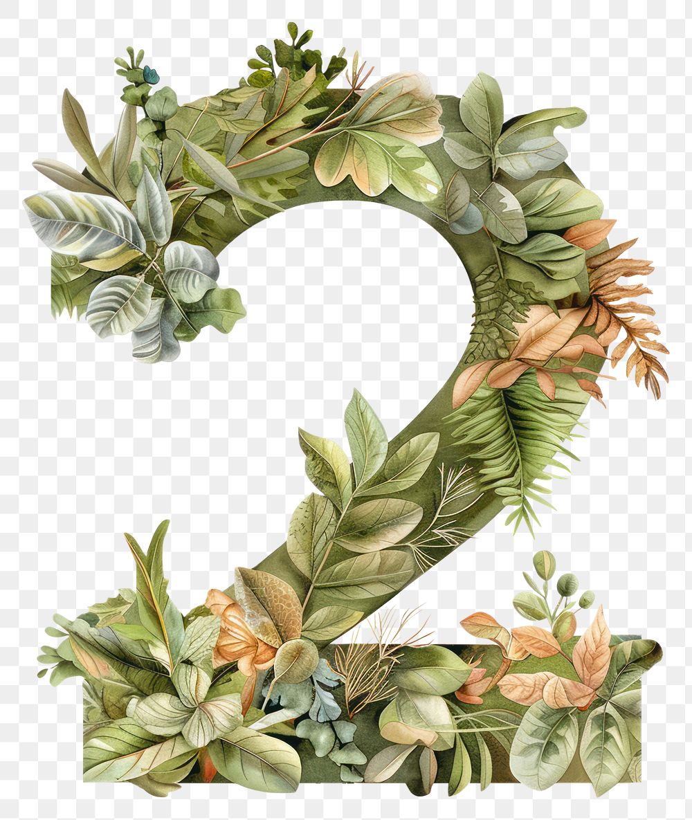PNG The letter number 2 nature wreath plant.