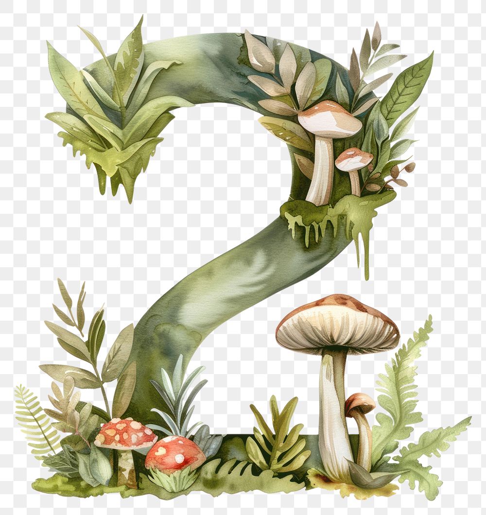 PNG The letter number 2 mushroom nature plant.