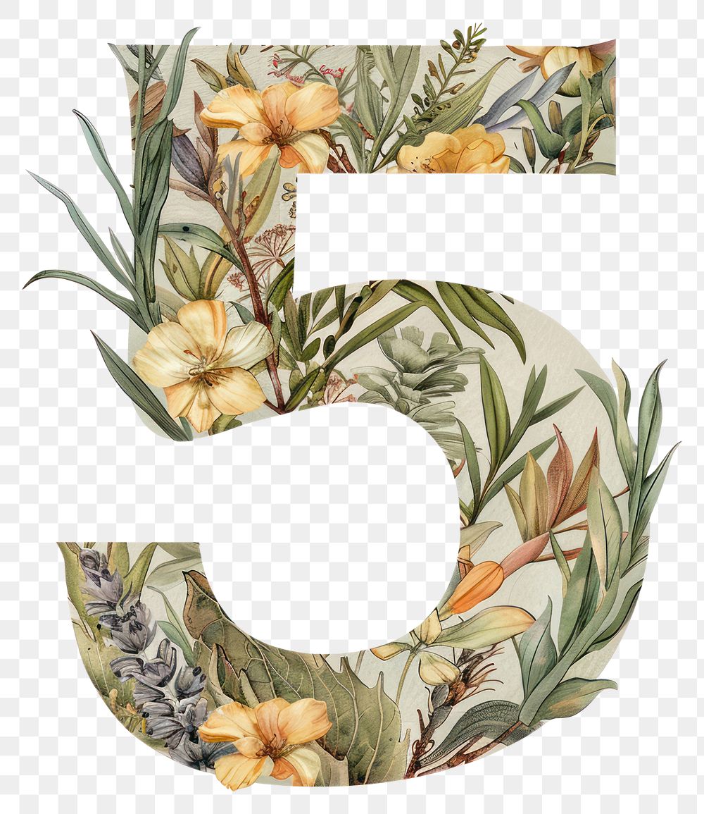PNG The letter number 5 art pattern nature.