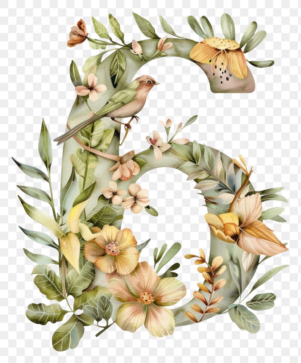 PNG The letter number 6 nature plant art.