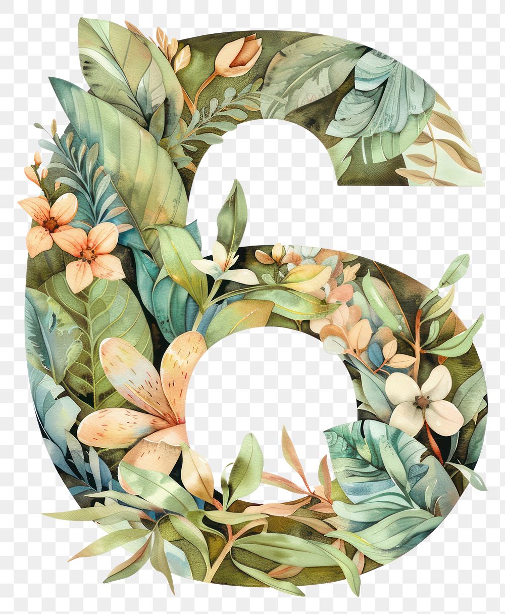 PNG The letter number 6 nature plant white background.