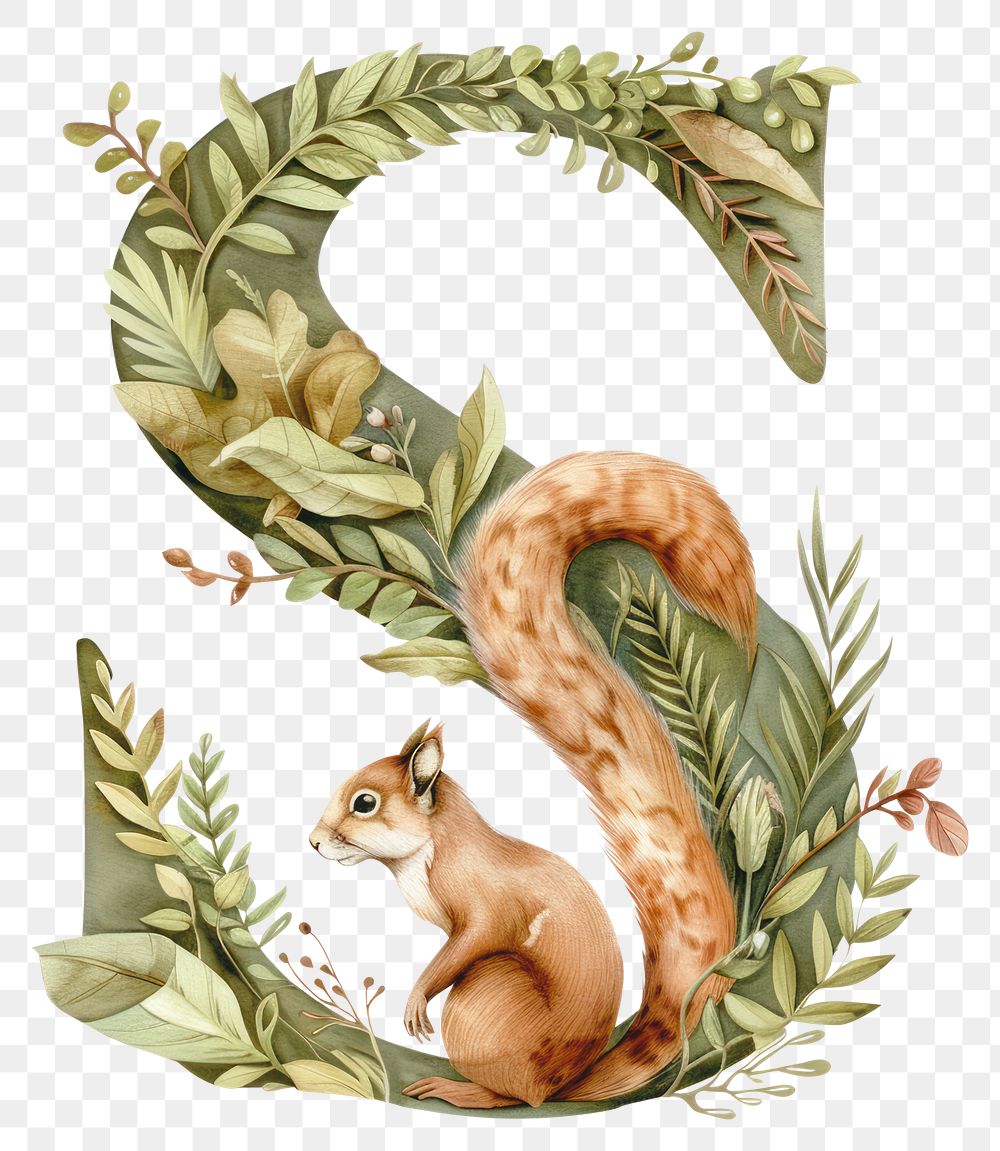 PNG The letter S squirrel animal mammal.