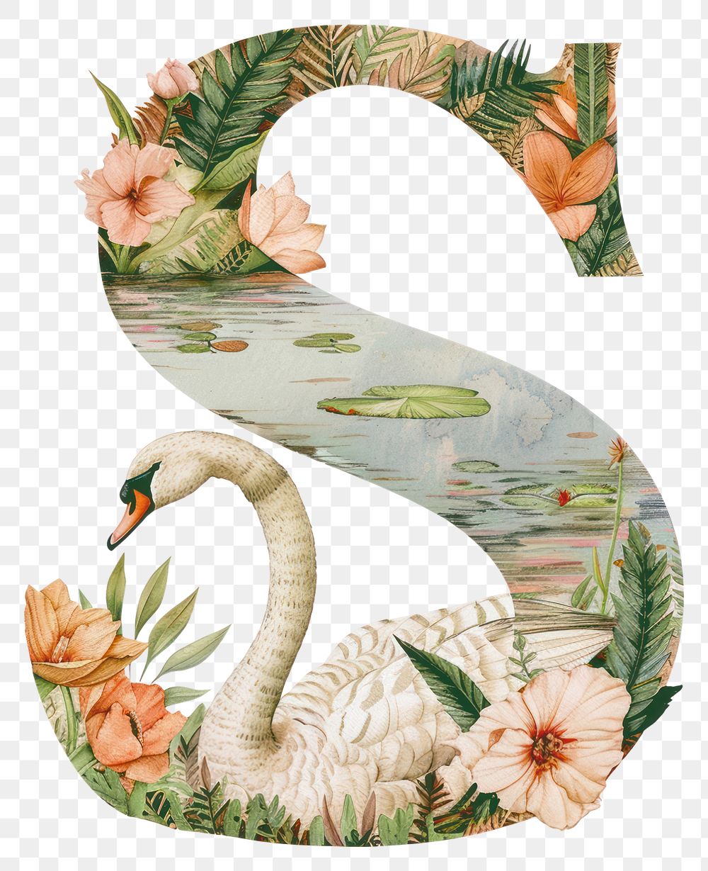 PNG The letter S swan art nature.