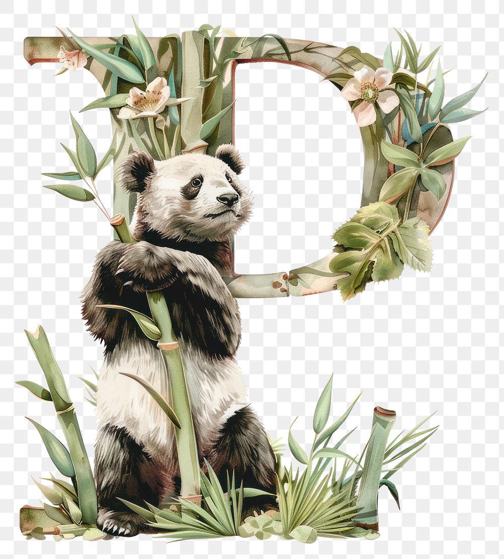 PNG The letter P nature bamboo mammal.