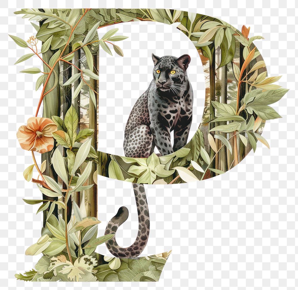 PNG The letter P art panther animal.