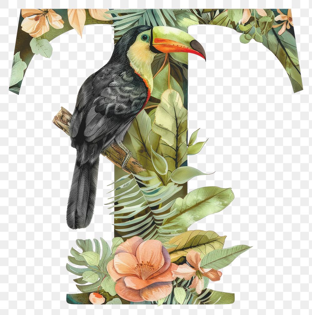 PNG The letter T toucan art nature.