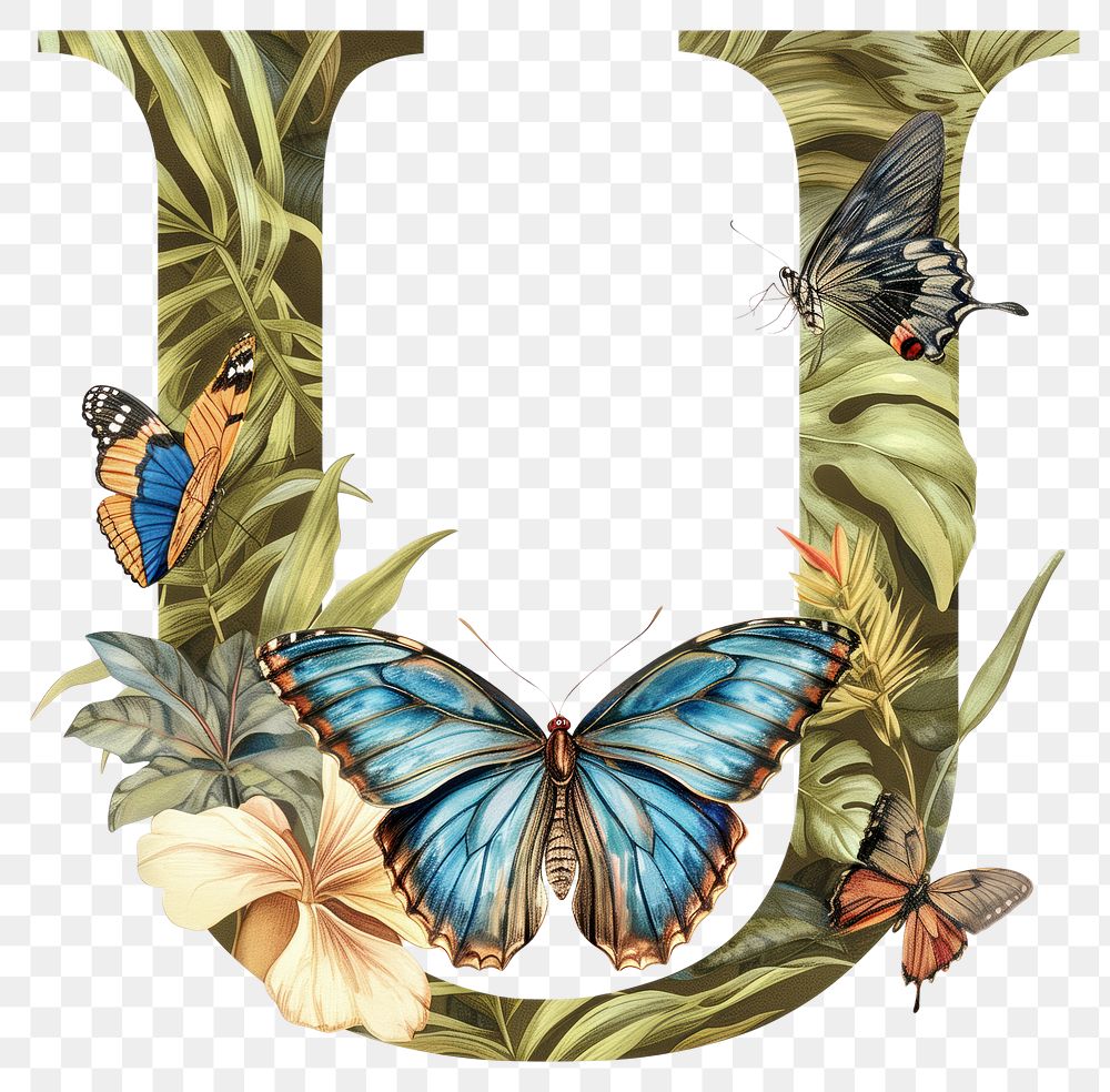 PNG The letter U butterfly insect nature.