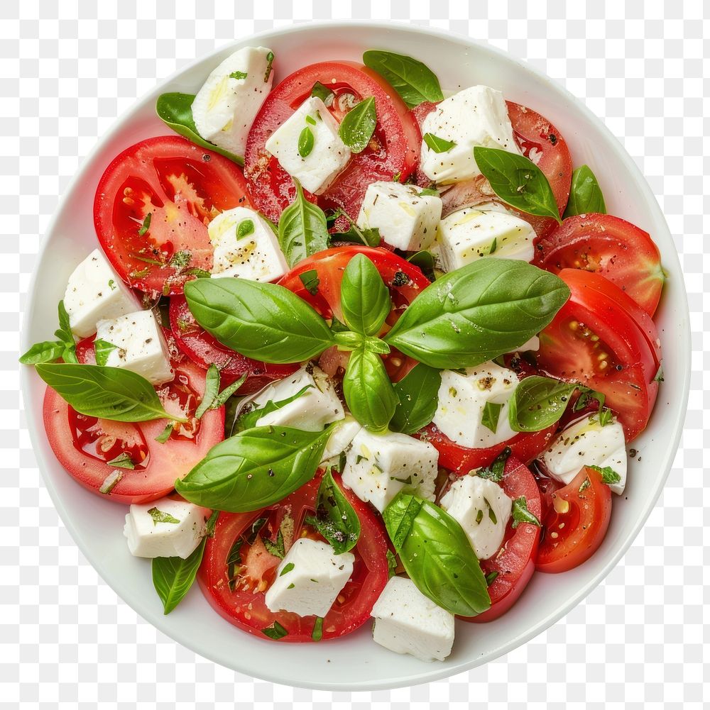 PNG Caprese salad vegetable tomato plate.