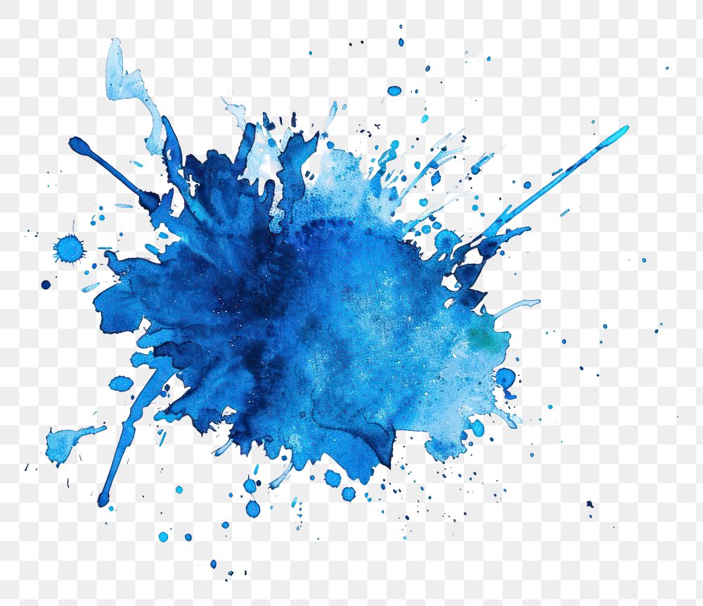 PNG Blue watercolor splash stain.