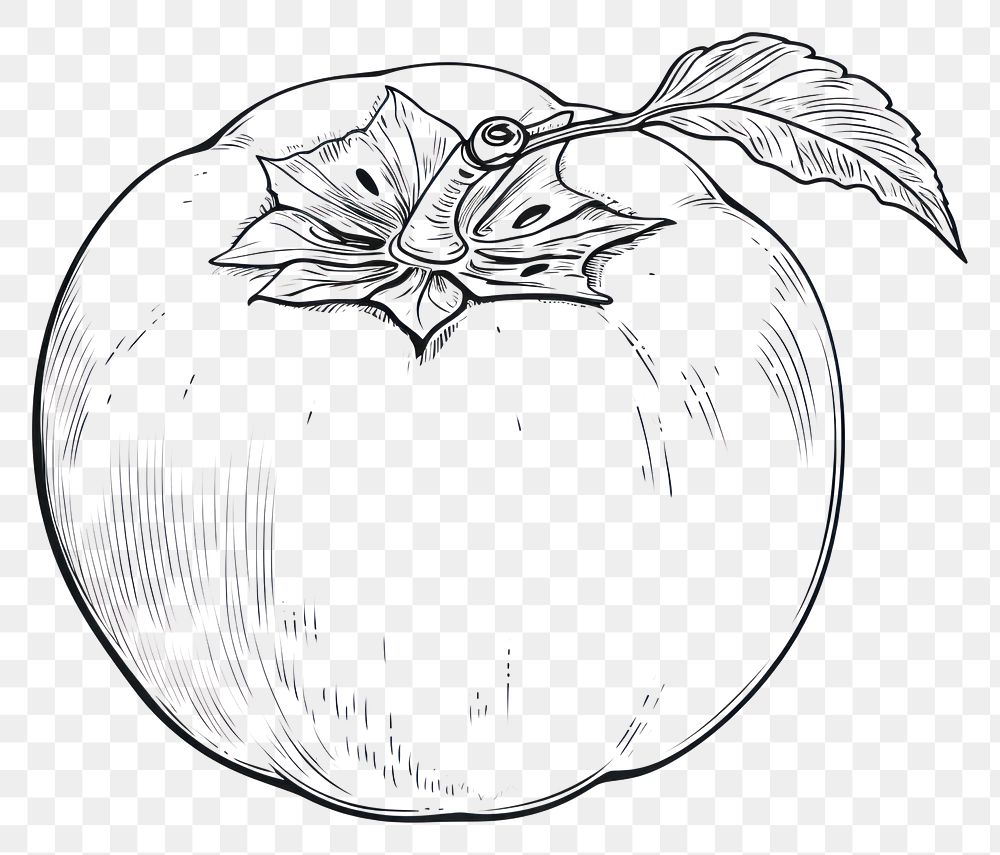PNG  Persimmon illustrated vegetable drawing.