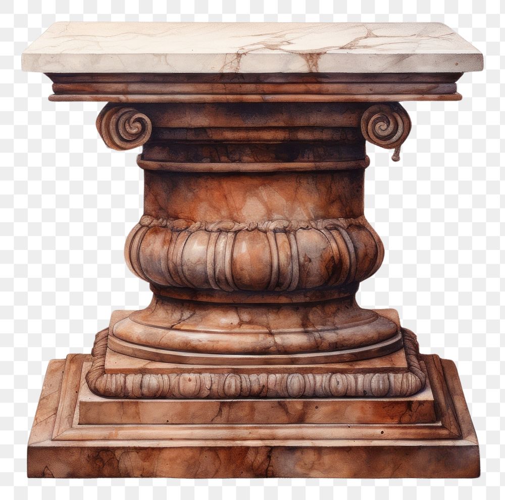 PNG  Pedestal furniture pottery table.