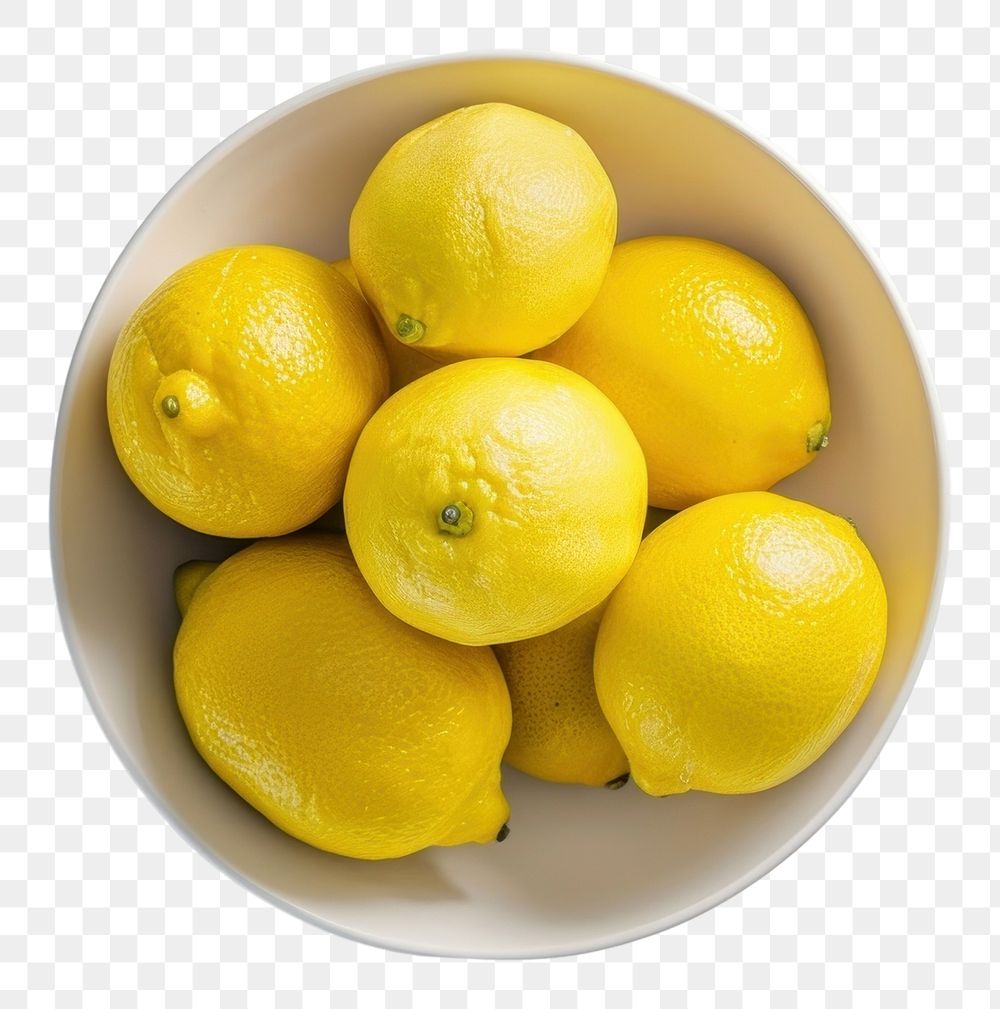 PNG A bowl of lemon produce fruit plant.