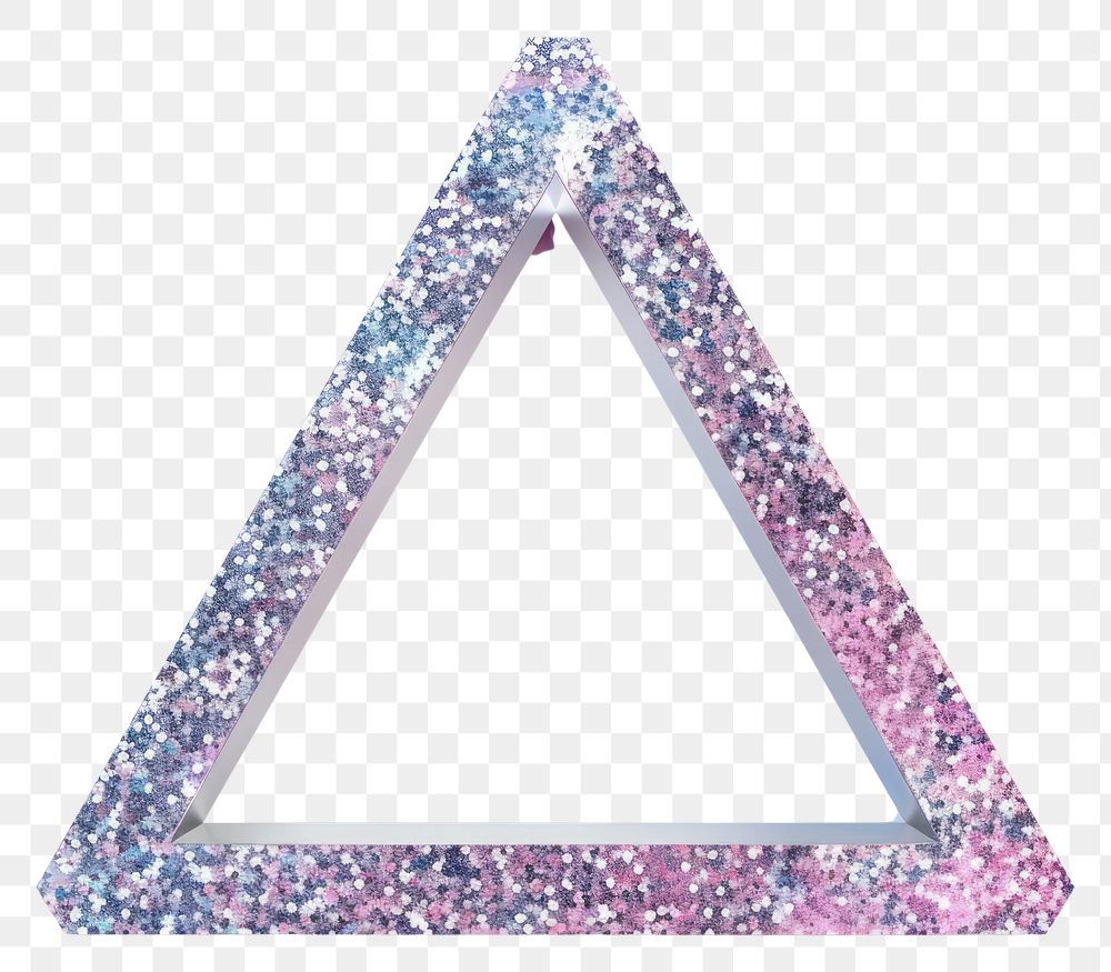 Frame glitter triangle shape shiny white background.
