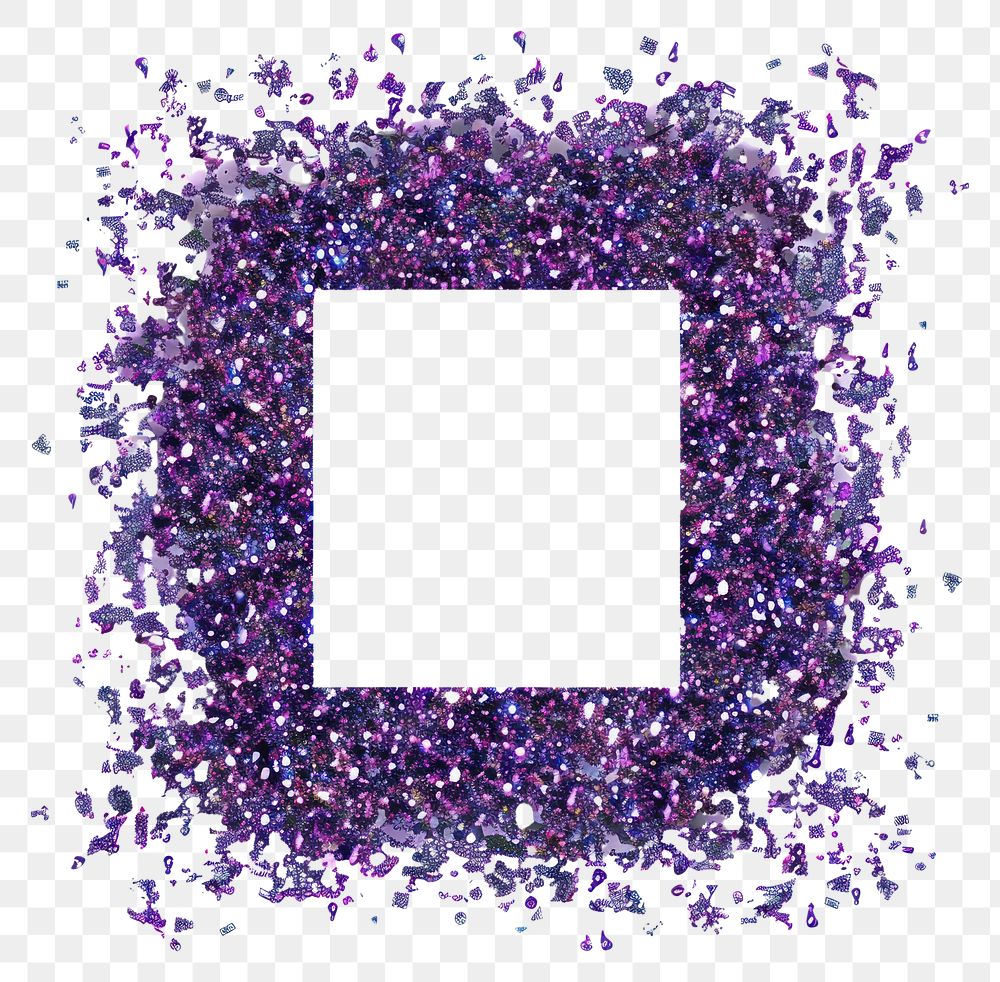 PNG Frame glitter square purple shape white background.