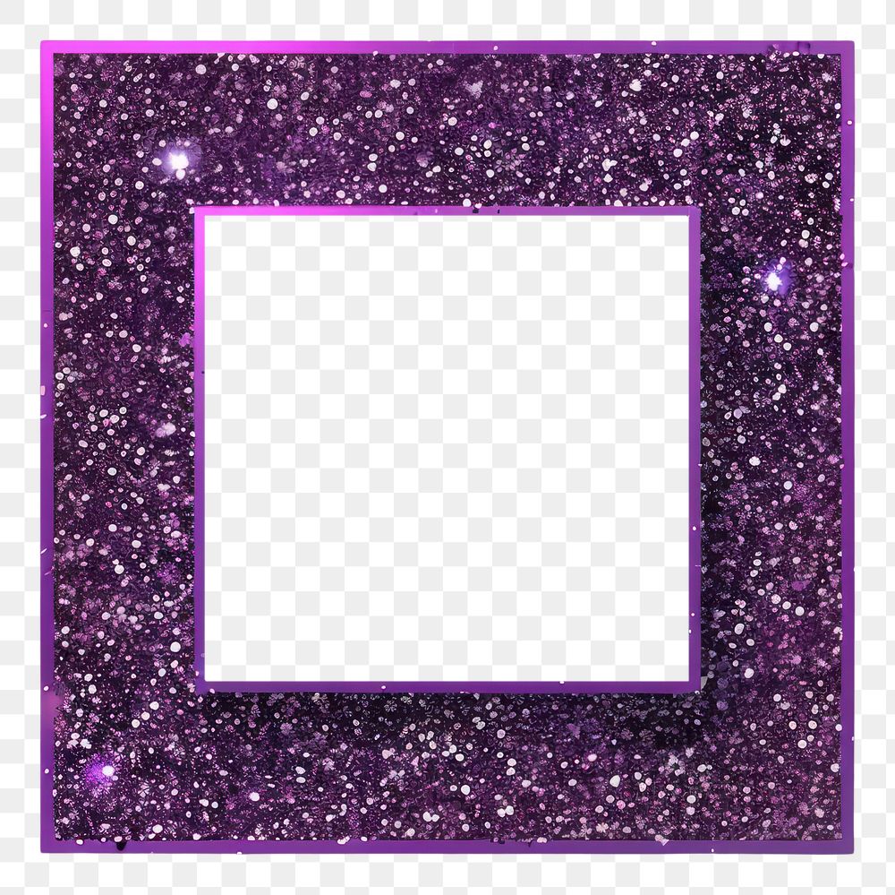 Frame glitter square shape purple jewelry white background.