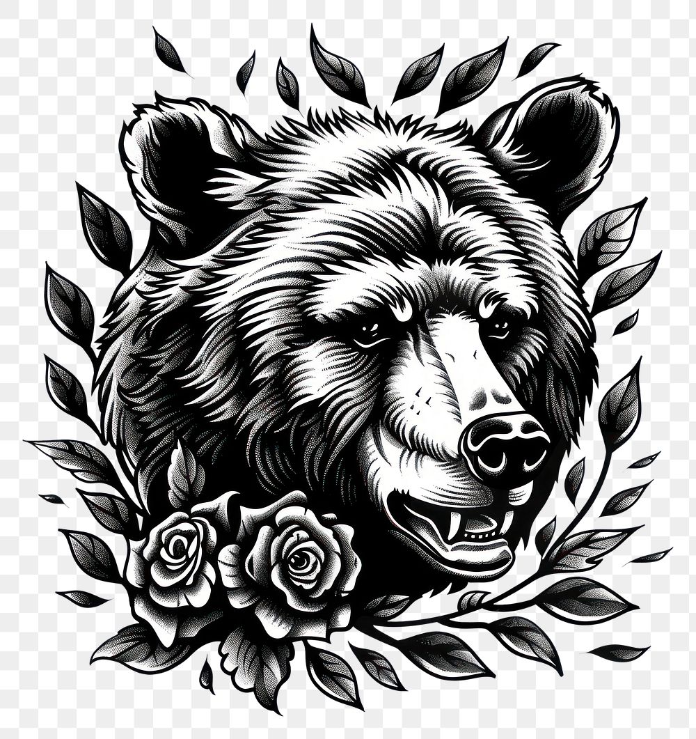 PNG  Bear drawing tattoo illustrated.