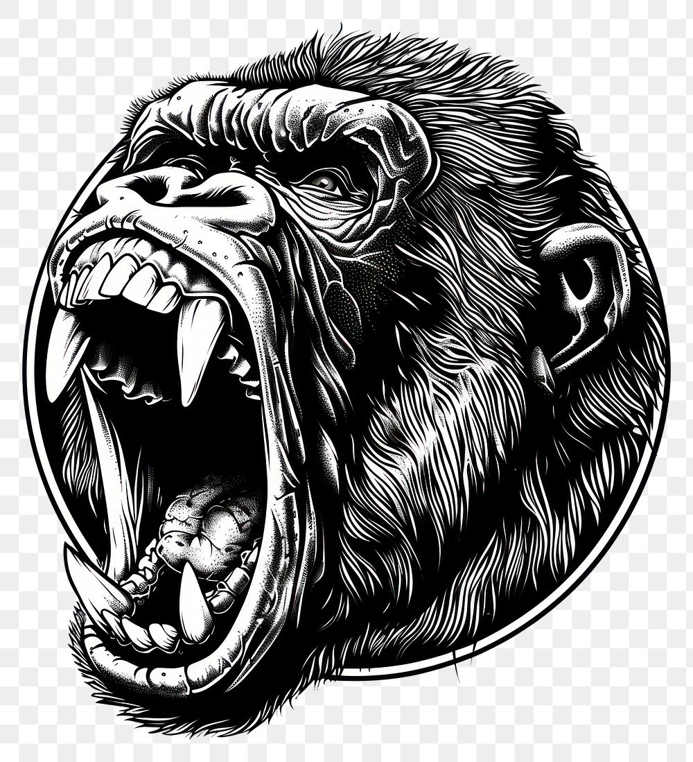 PNG  Gorilla drawing tattoo illustrated.