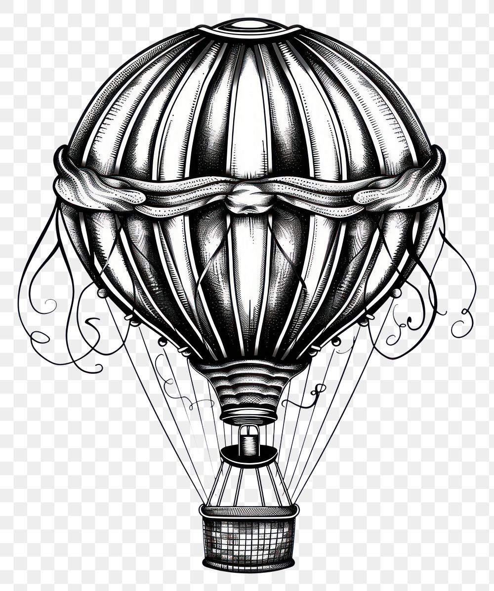PNG  Hot air balloon drawing transportation illustrated.