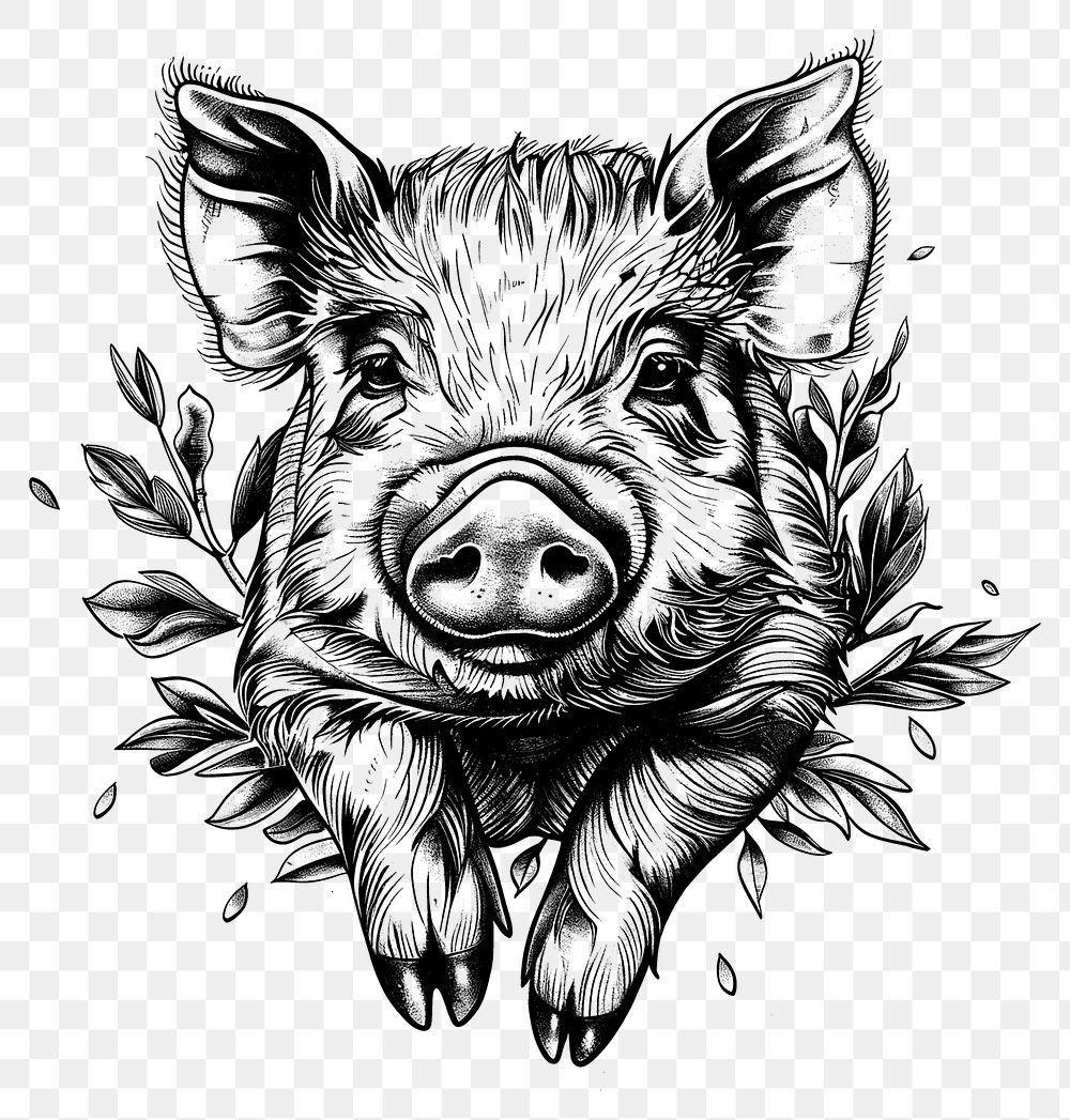 PNG  Pet pig drawing illustrated wildlife.