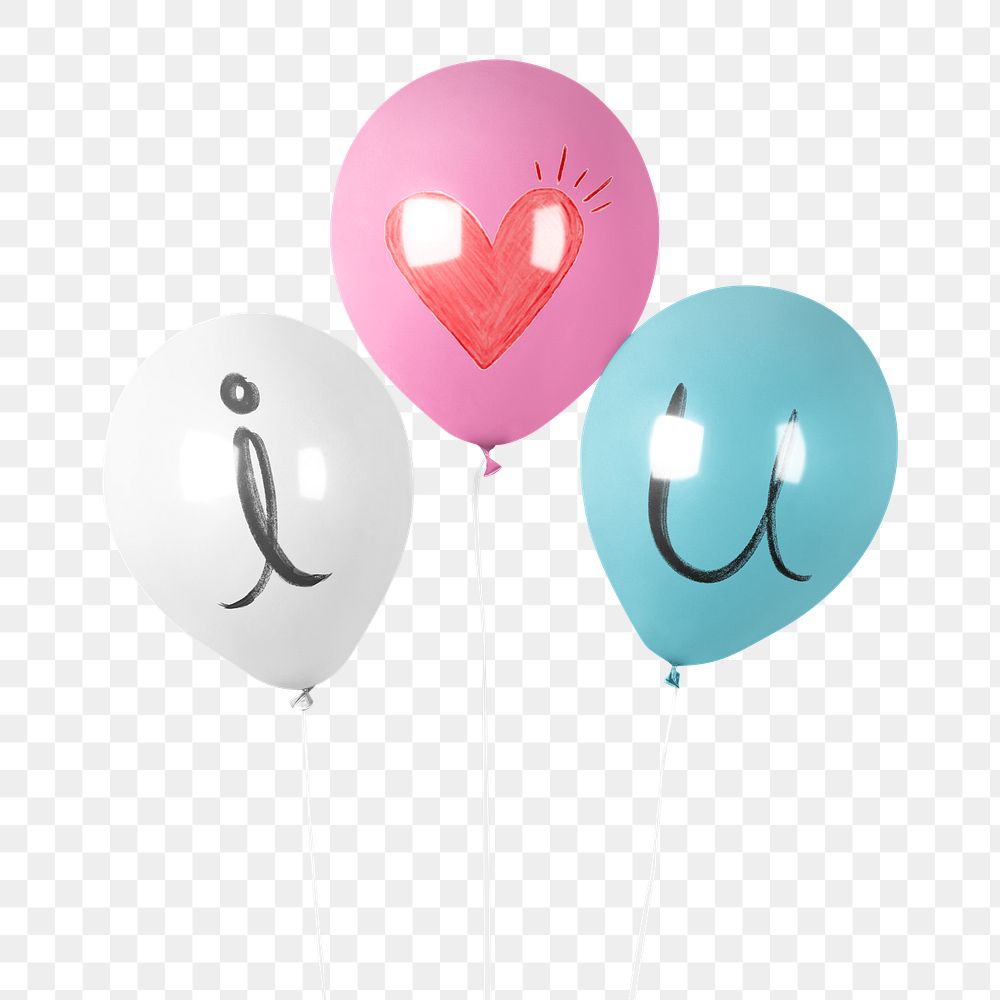 PNG Valentine's day balloons, transparent background