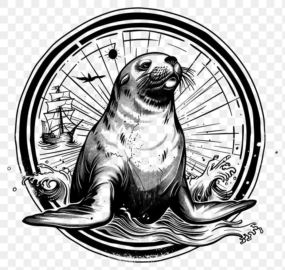 PNG  Seal animal mammal smoke pipe.