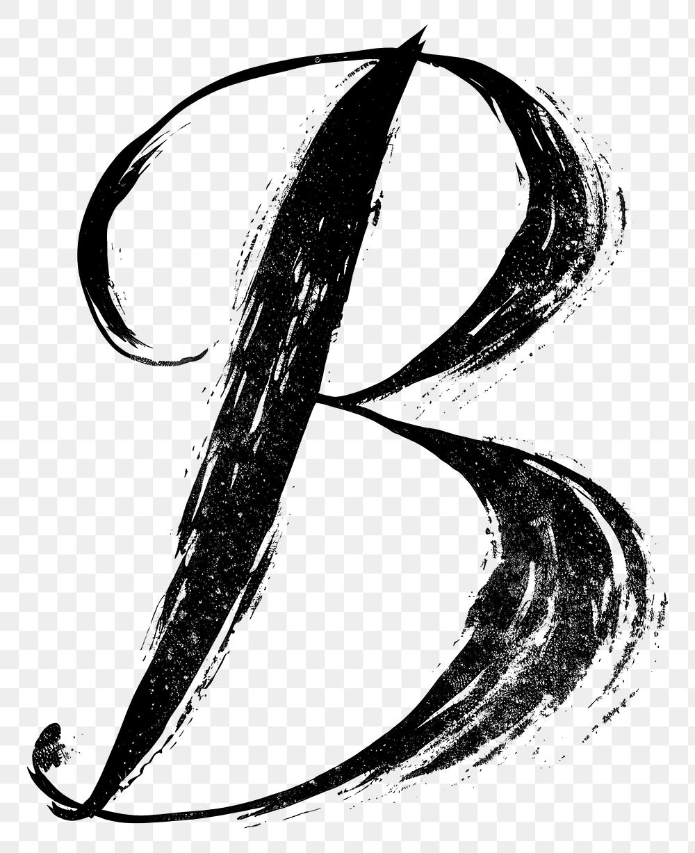 PNG Letter B calligraphy drawing font.