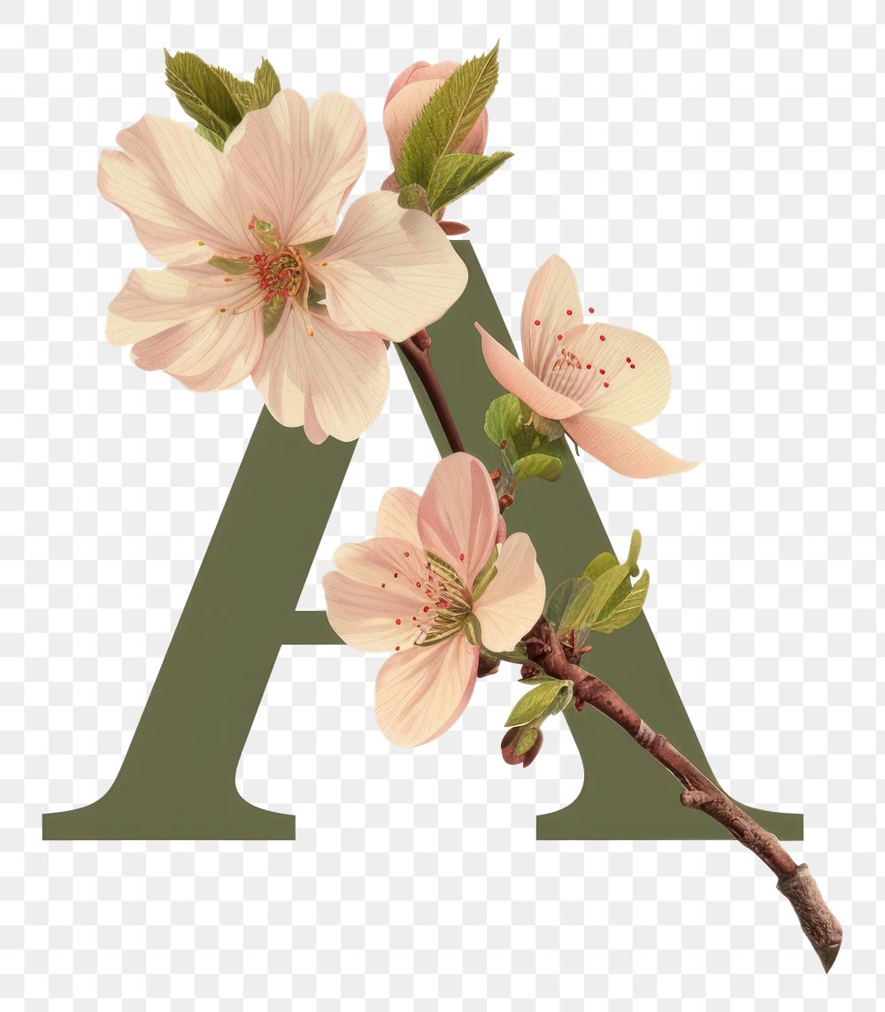 PNG Alphabet A flower blossom branch.