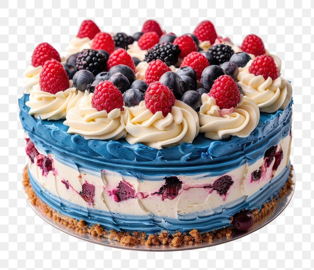 PNG  Cake blueberry raspberry dessert