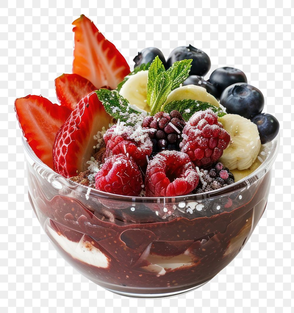 PNG Acai bowl blueberry dessert sundae.