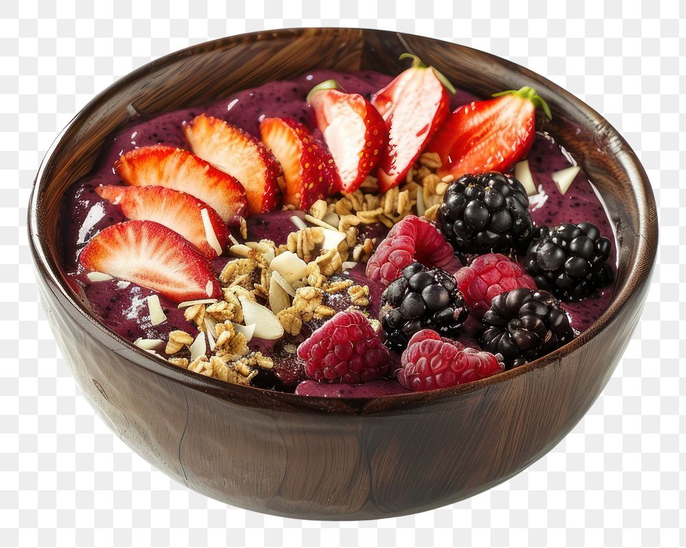PNG Berry acai bowl fruit plant food.