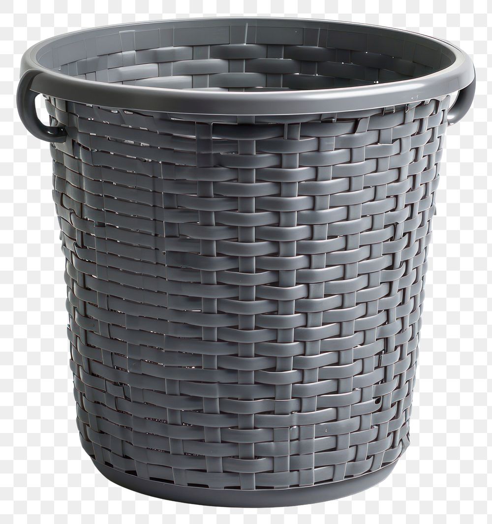 PNG Empty grey flexible laundry basket tin.