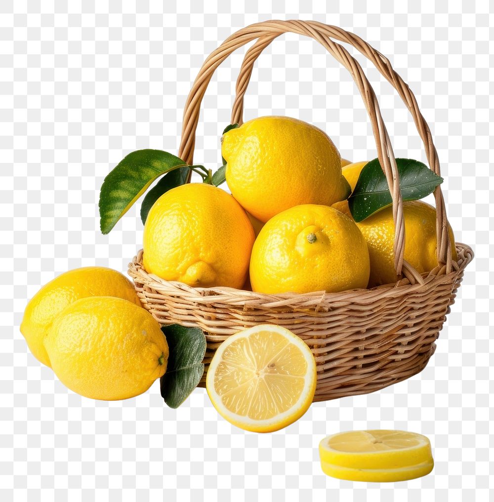 PNG Lemons in a basket fruit plant food.