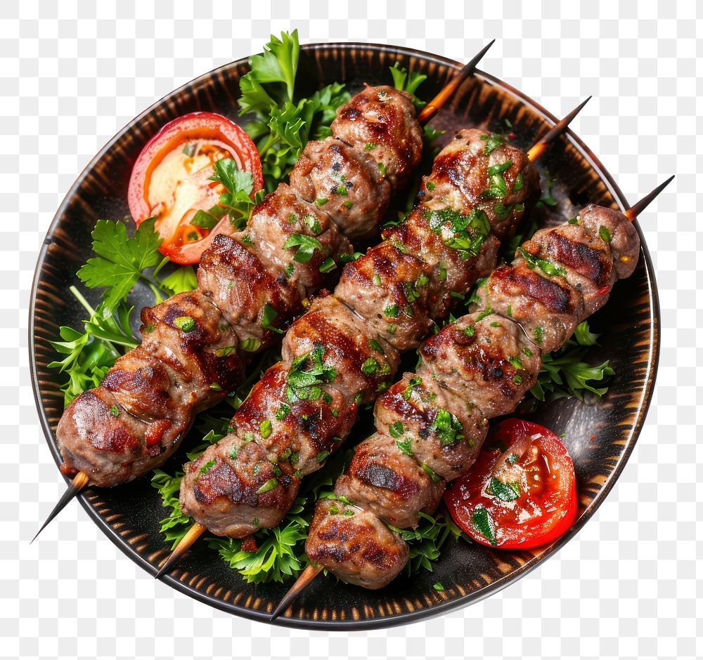 PNG Photo of kebab grilling meat food.
